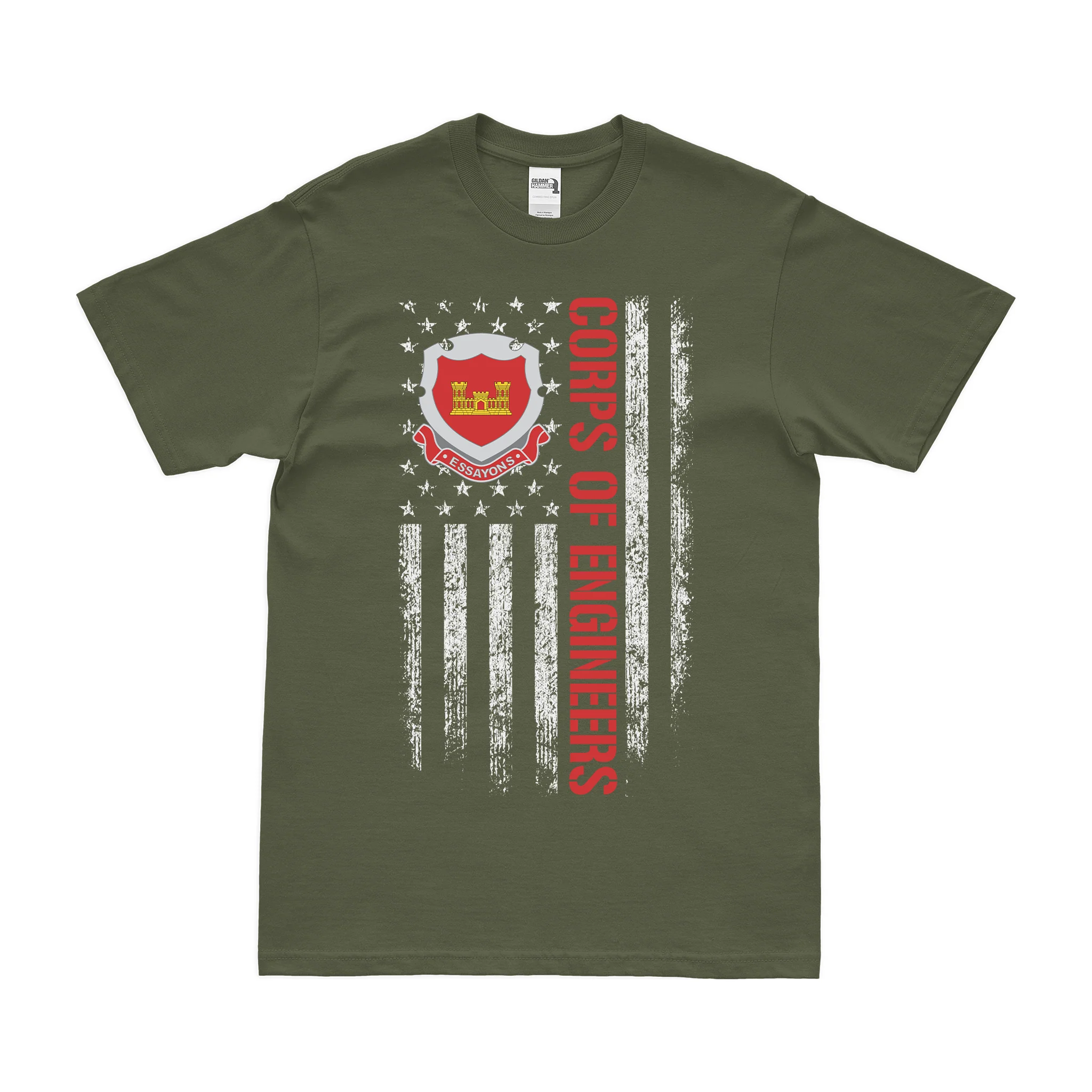 U.S. Army Corps of Engineers USACE American Flag T-Shirt - Image 2