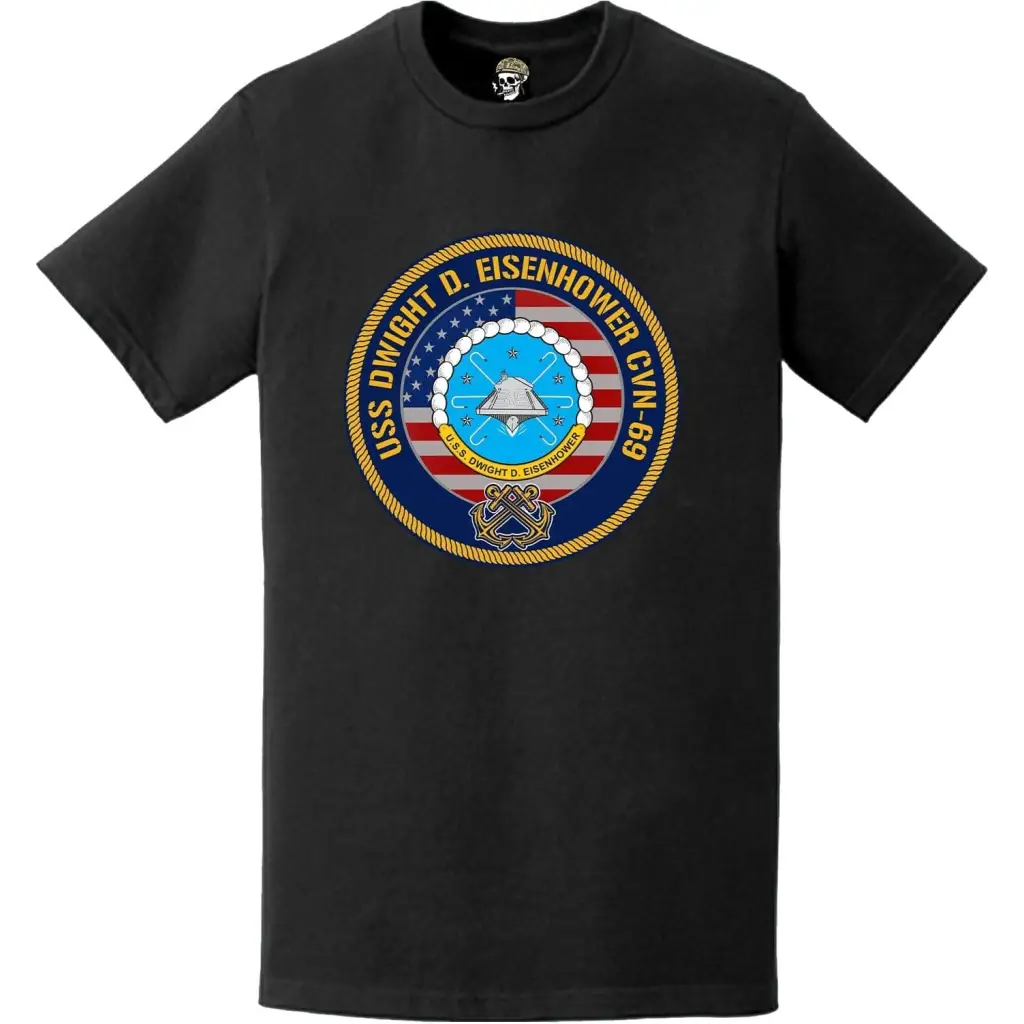 USS Dwight D. Eisenhower (CVN-69) American Flag Emblem T-Shirt