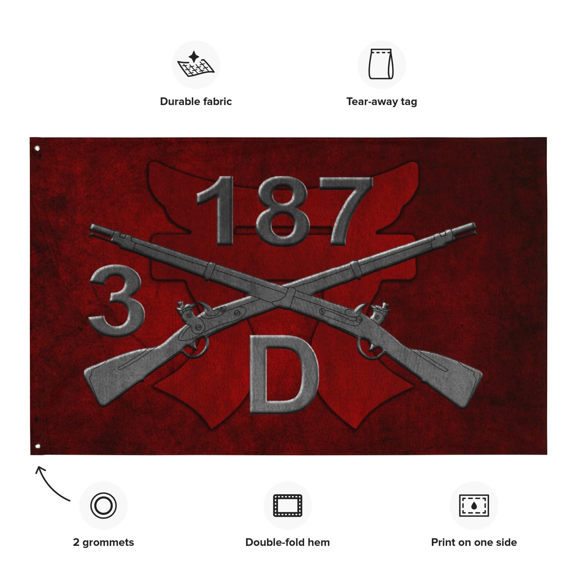 D Company 3-187 Infantry Iron Rakkasans Torii Wall Flag - Image 2