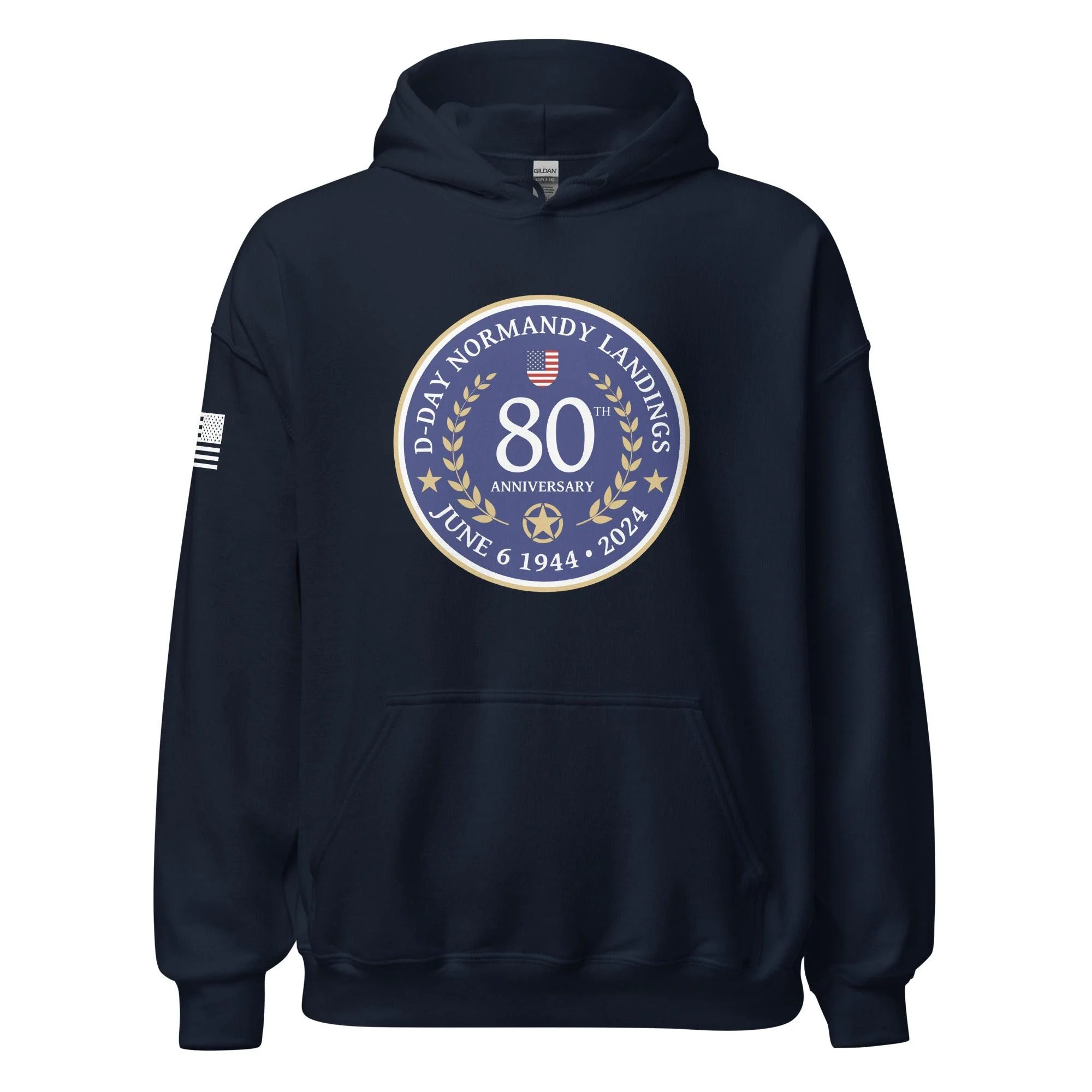 D-Day 2024 80th Anniversary Memorial Emblem Unisex Hoodie - Image 3