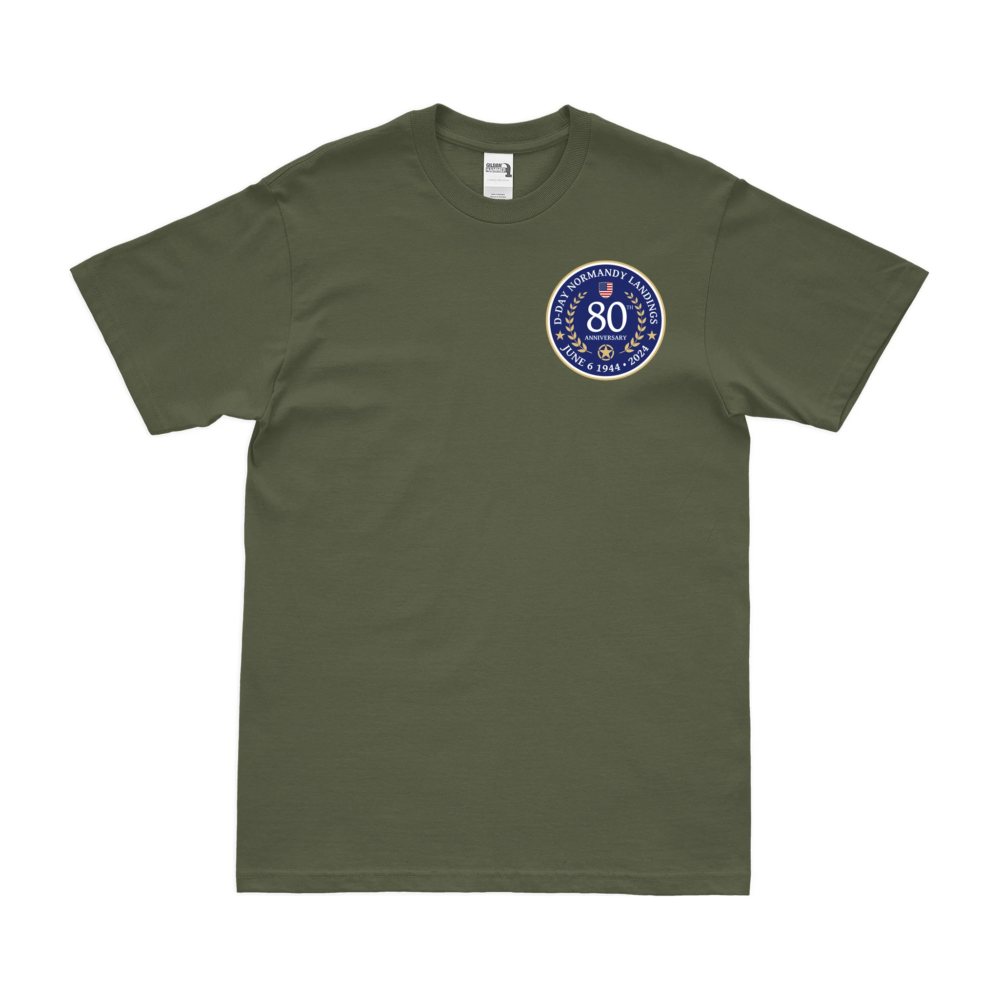 D-Day 80th Anniversary 1944-2024 Left Chest WW2 Emblem T-Shirt - Image 3