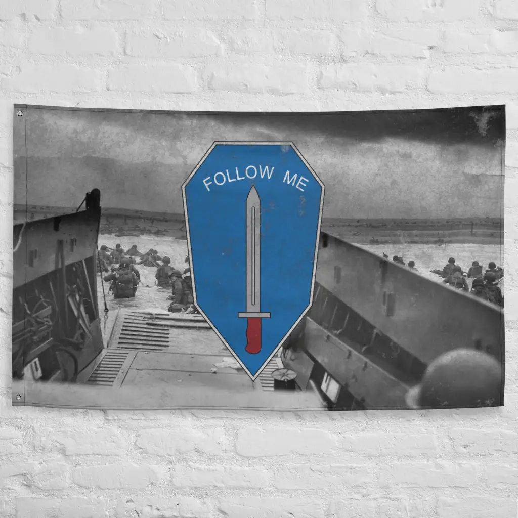 D-Day Omaha Beach, June 6, 1944 U.S. Army Infantry Indoor Wall Flag - Image 3