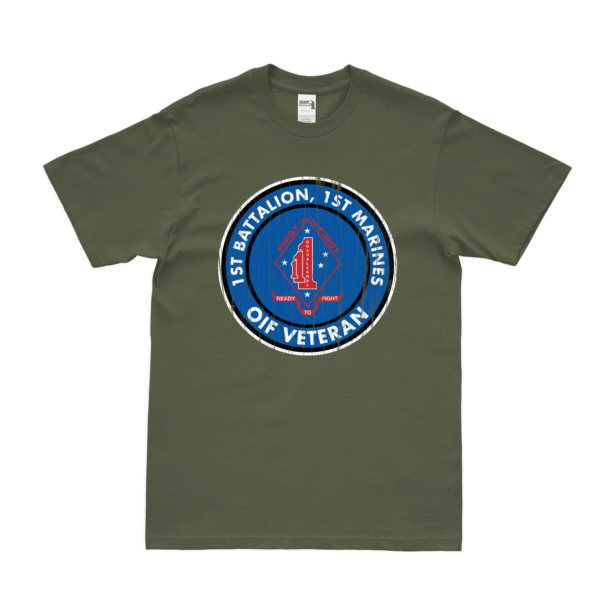 Distressed 1/1 Marines OIF Veteran Emblem T-Shirt - Image 2