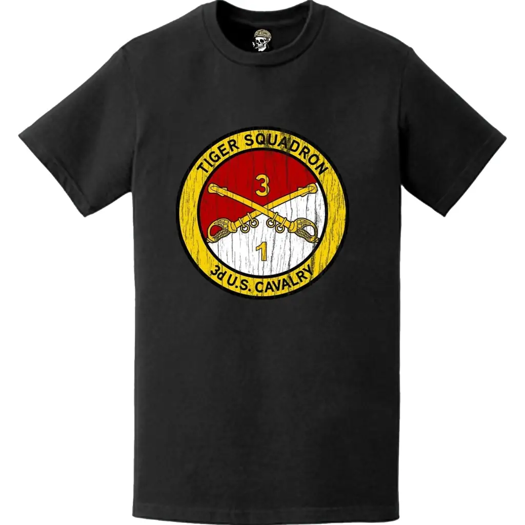 Distressed 1-3 Cavalry Regiment "Tiger Squadron" Logo Emblem T-Shirt
