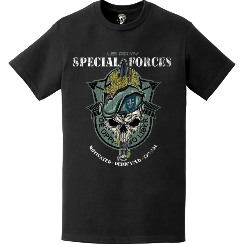 Distressed 19th Special Forces Group 'Quiet Professionals' Snake Eaters Skull T-Shirt - Honoring the Elite 19th SFG(A)