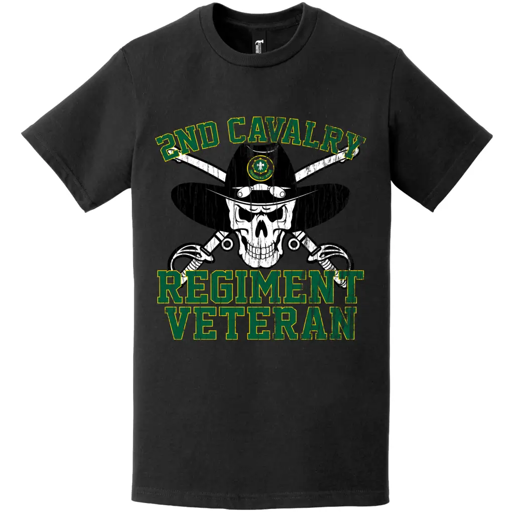 Distressed 2nd Cavalry Regiment Veteran Saber Skull T-Shirt