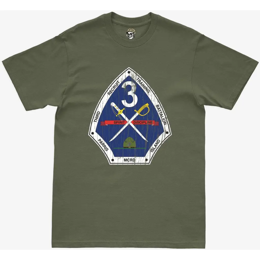 Distressed 3rd Recruit Training Battalion (3rd RTB) Military Green T-Shirt