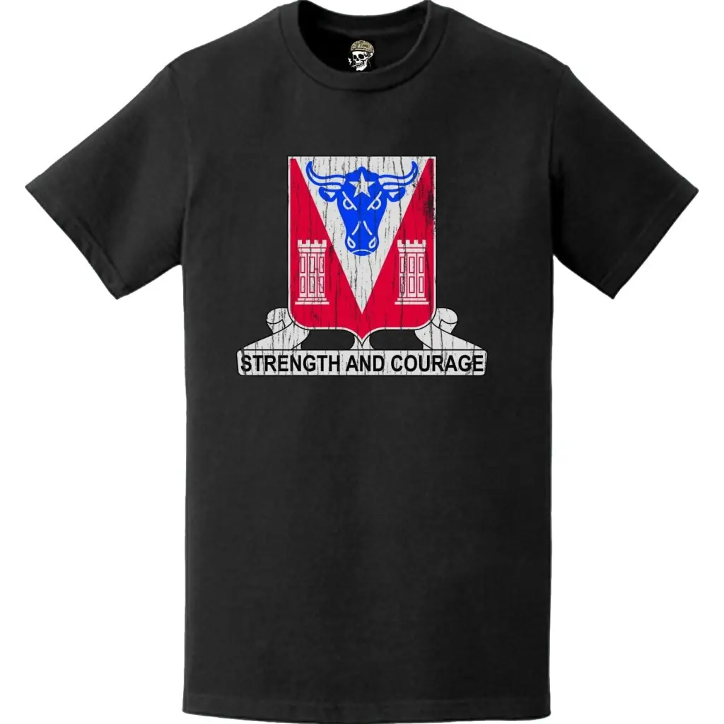 Distressed 82nd Engineer Battalion Logo Emblem T-Shirt