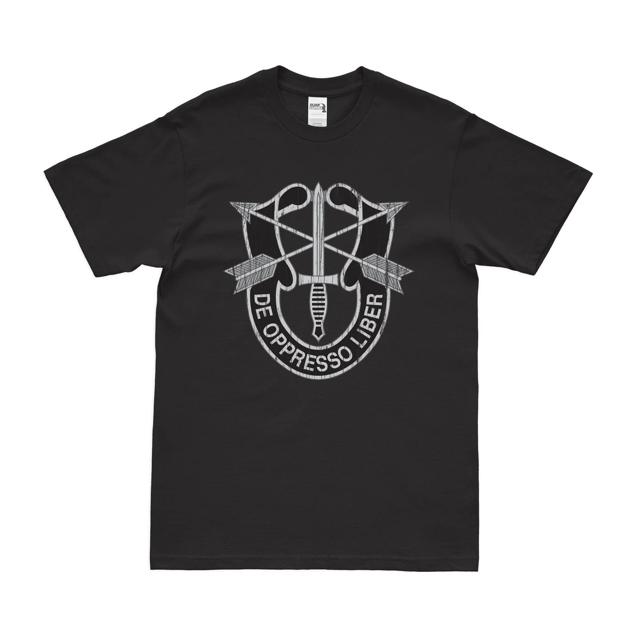 Distressed U.S. Army Special Forces De Oppresso Liber Emblem T-Shirt