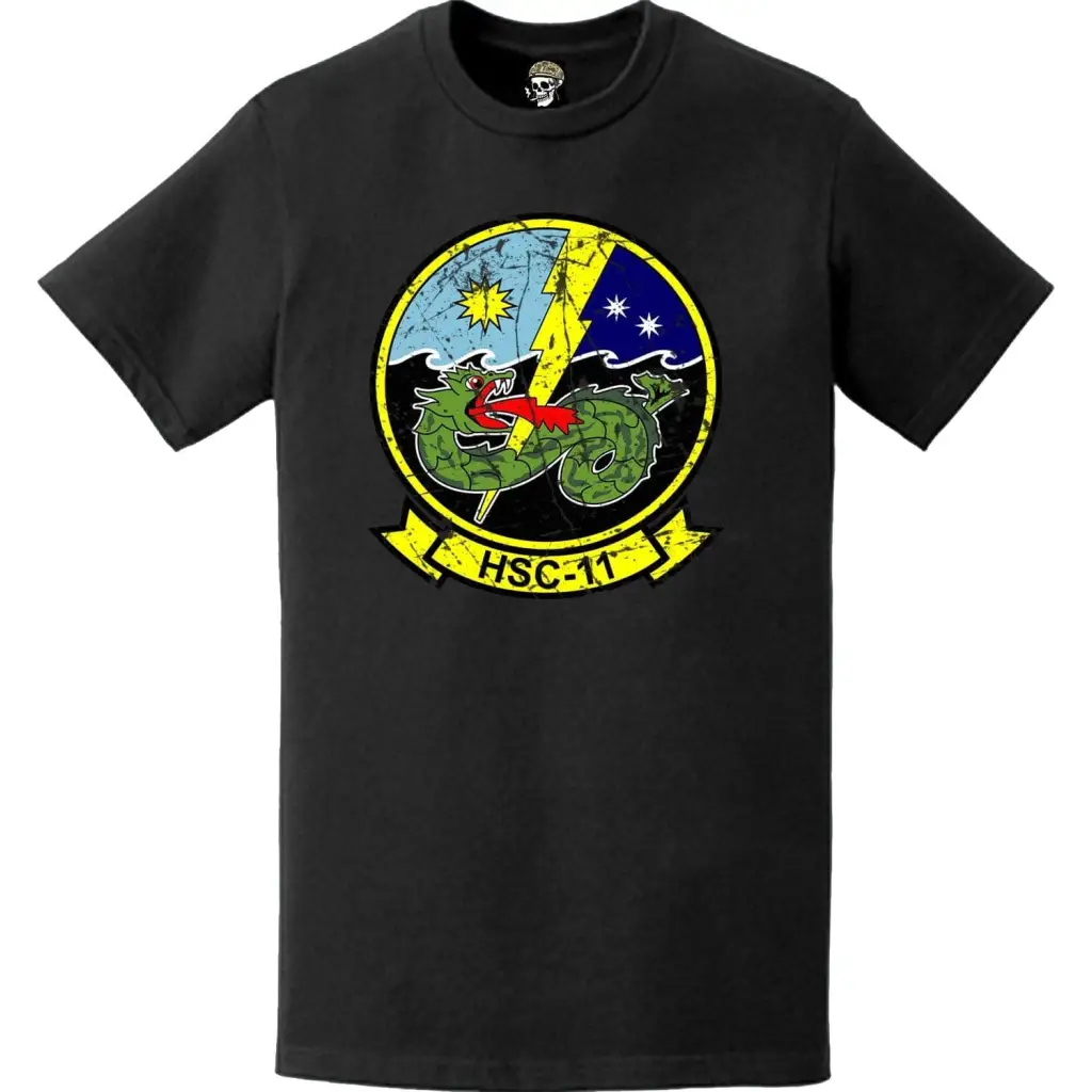 Distressed HSC-11 "Dragon Slayers" Emblem Logo T-Shirt