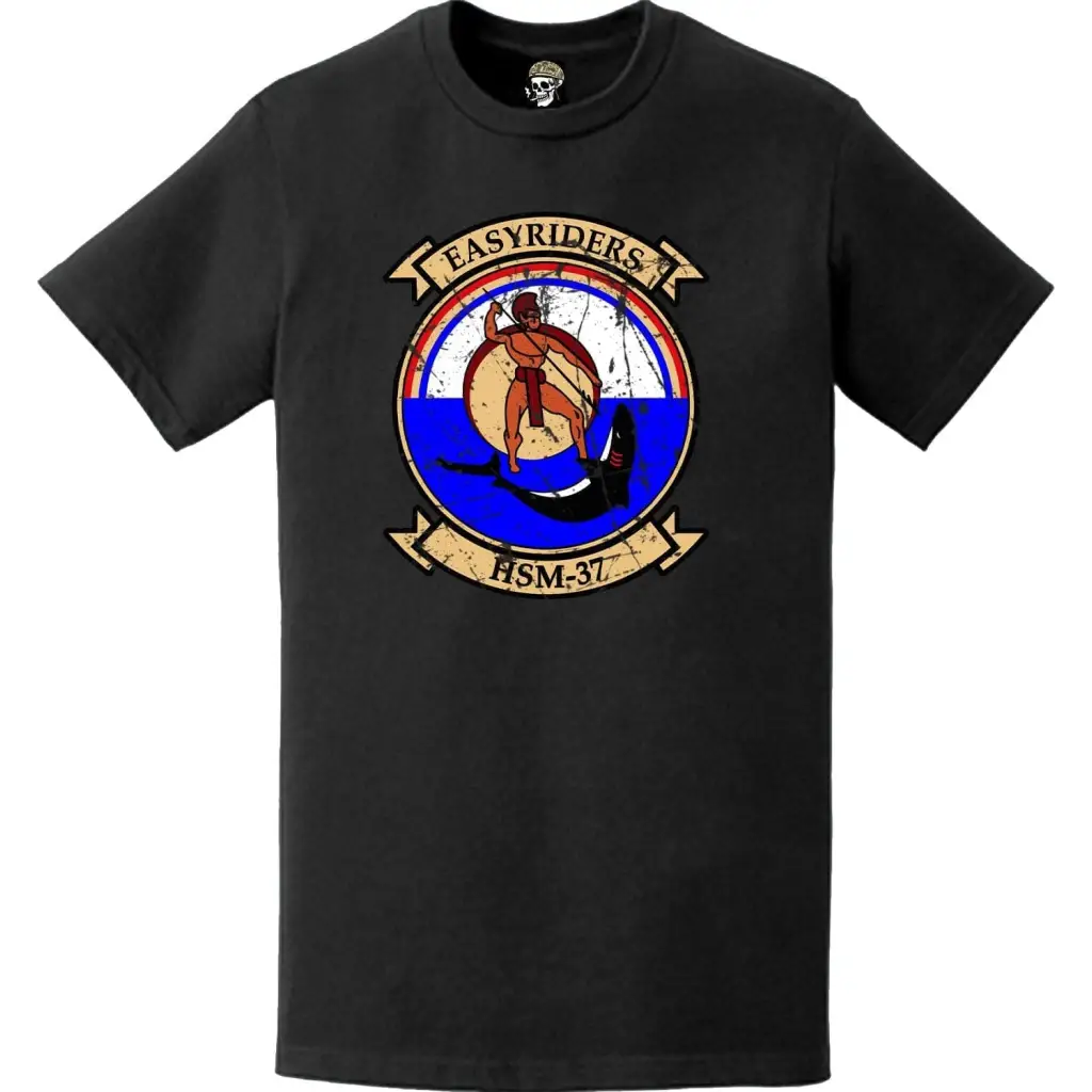Distressed HSM-37 "Easyriders" Emblem Logo T-Shirt