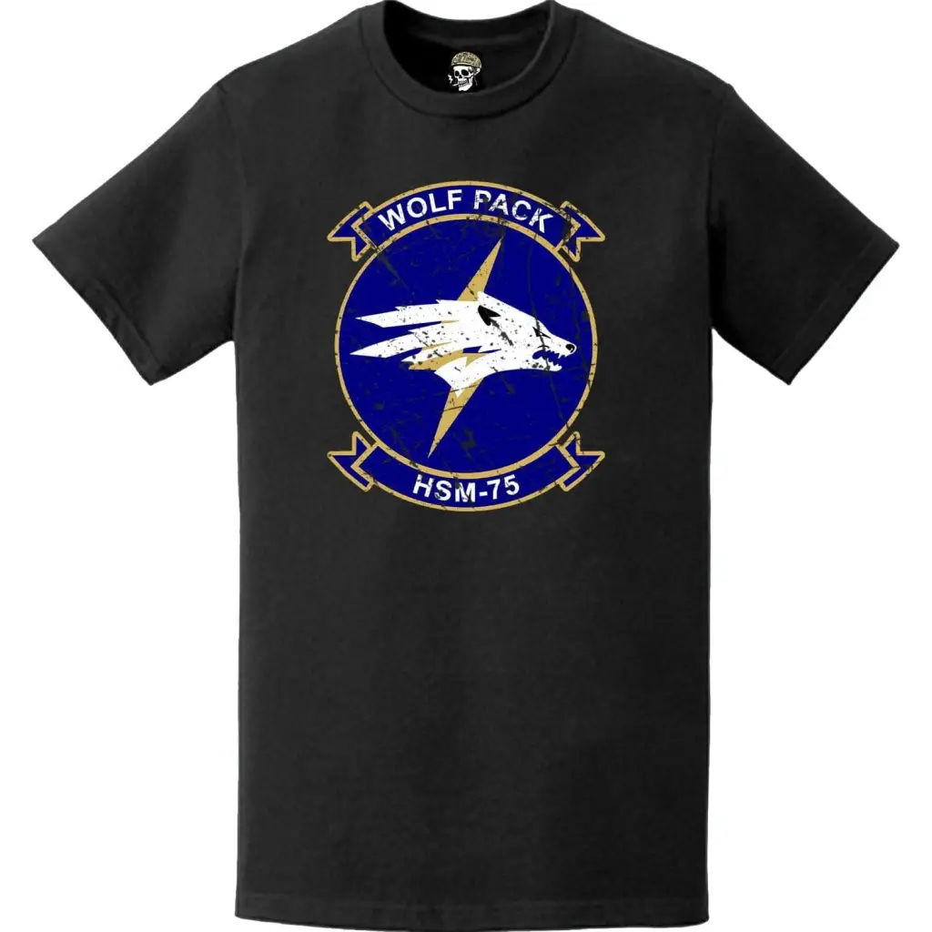 Distressed HSM-75 "Wolfpack" Logo Emblem Crest T-Shirt