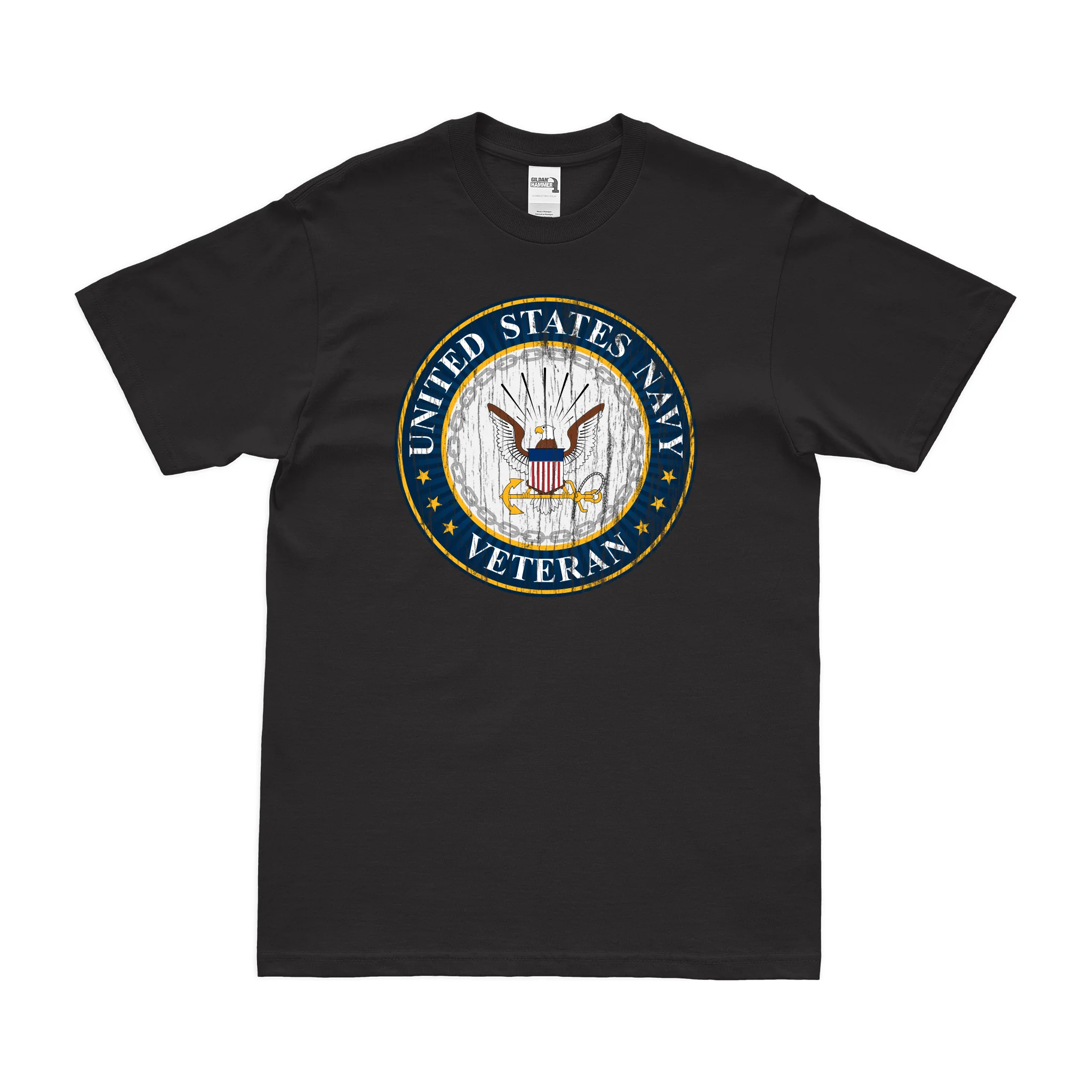 Distressed U.S. Navy Veteran Logo Emblem Crest T-Shirt