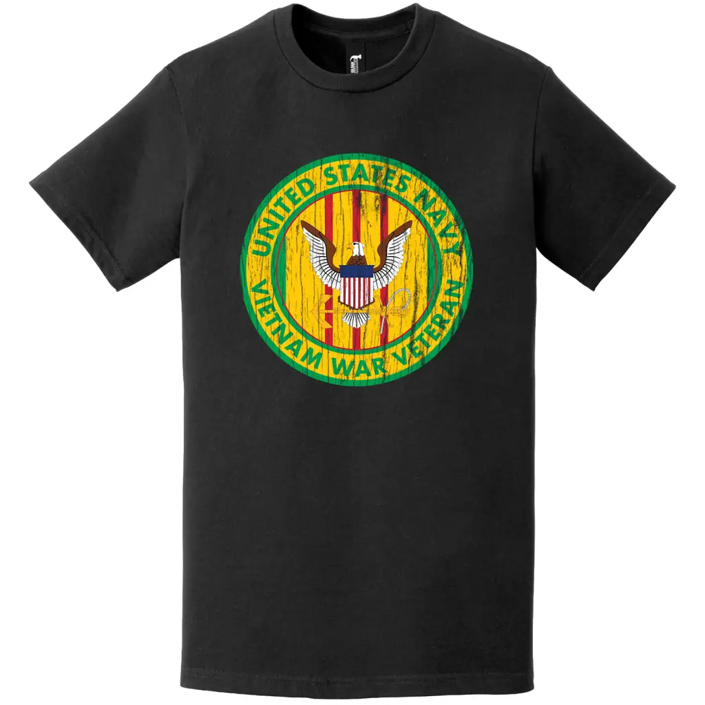 Distressed U.S. Navy Vietnam War Veteran Emblem T-Shirt