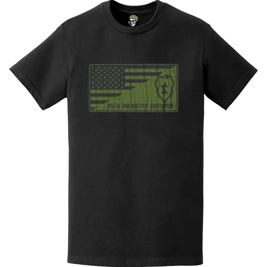 Distressed Military Green 25th Infantry Division (25th ID) American Flag T-Shirt