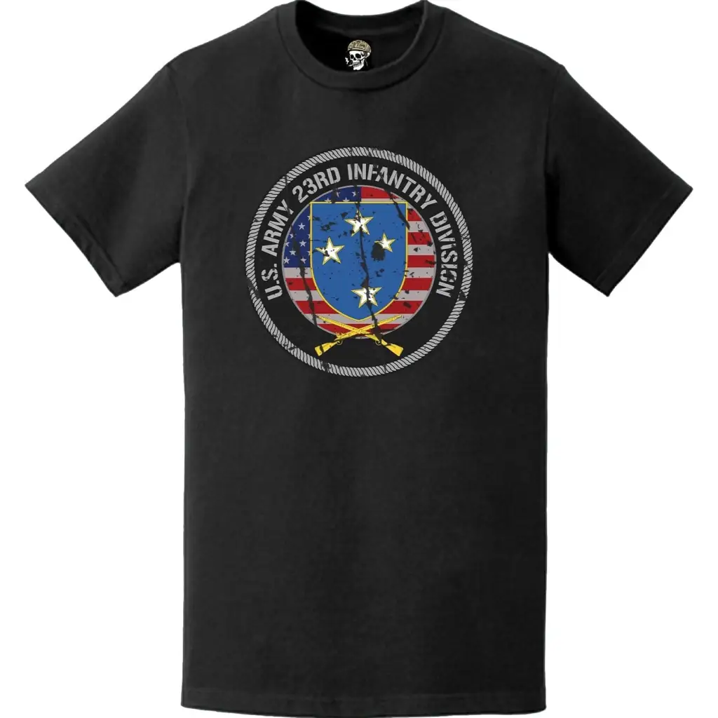Distressed Patriotic 23rd Infantry Division American Flag Crest T-Shirt