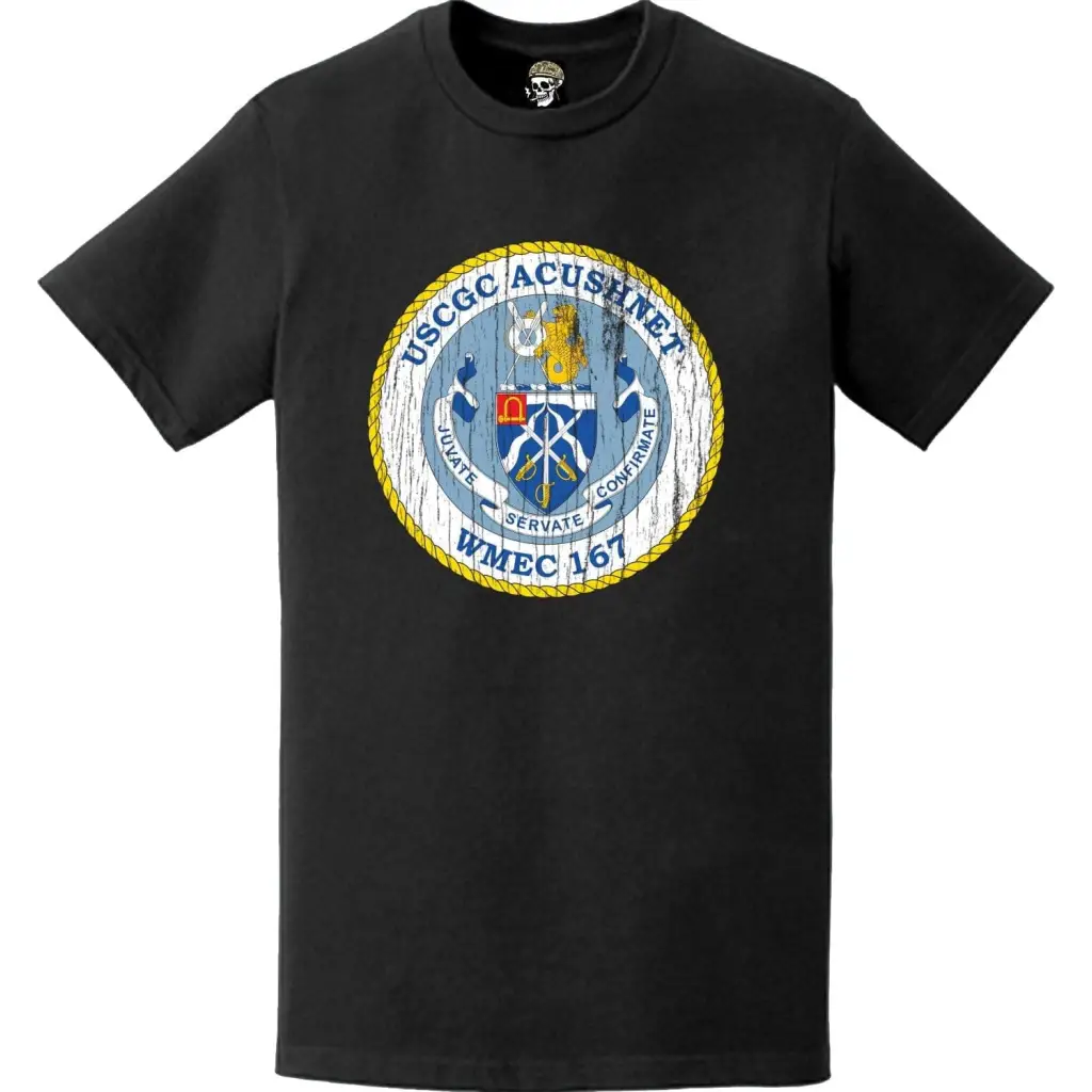 Distressed USCGC Acushnet (WMEC-167) Ship's Crest Emblem Logo T-Shirt