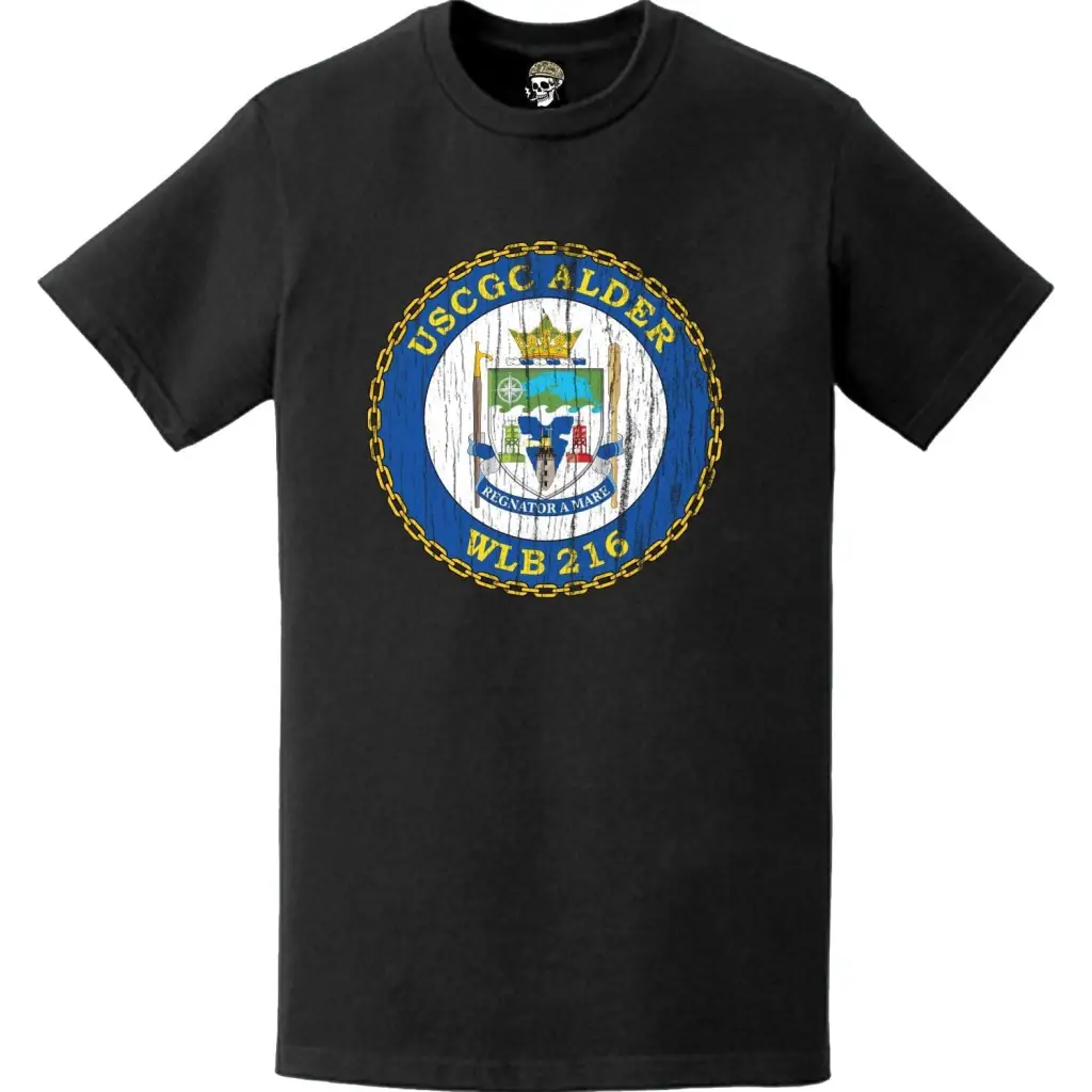 Distressed USCGC Alder (WLB-216) Ship's Crest Emblem Logo T-Shirt