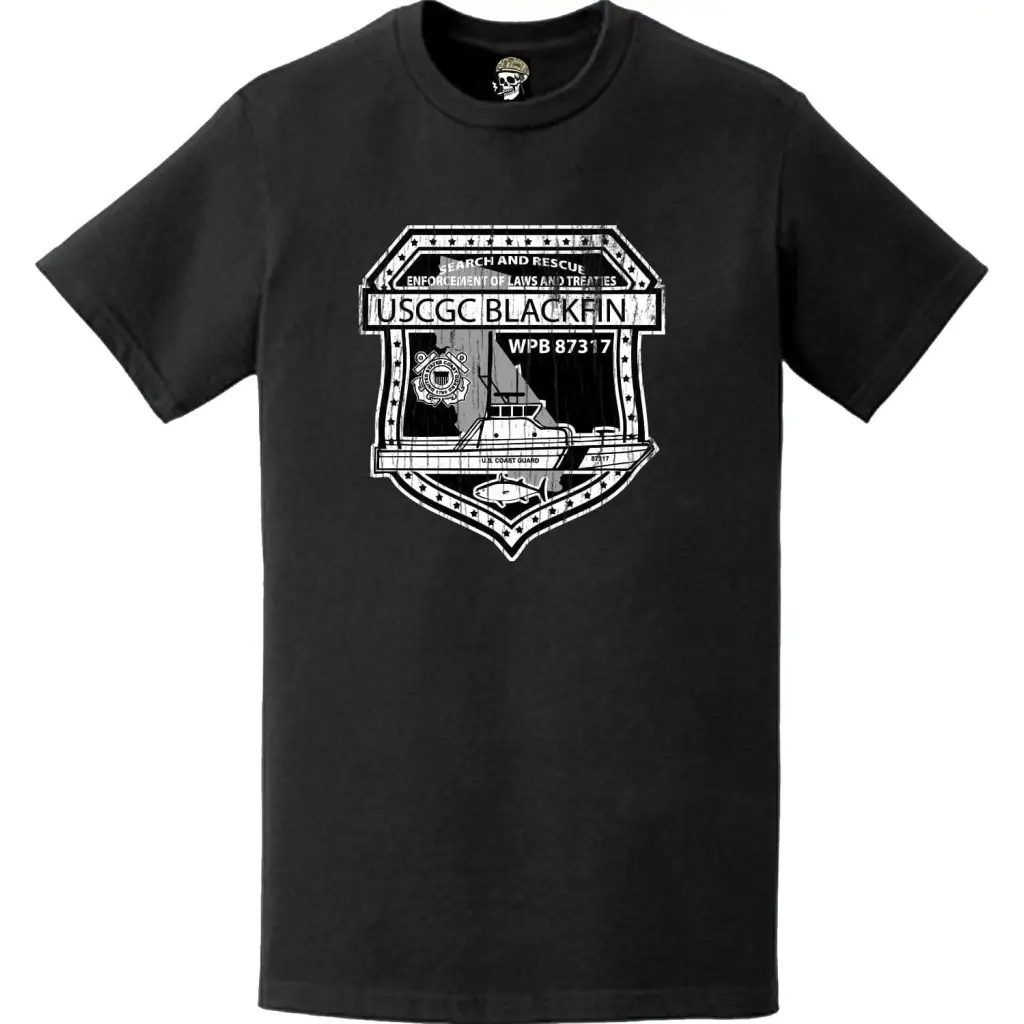 Distressed USCGC Blackfin (WPB-87317) Ship's Crest Emblem Logo T-Shirt