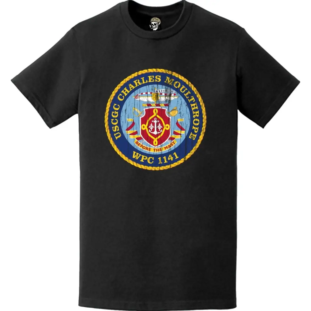 Distressed USCGC Charles Moulthrope (WPC-1141) Ship's Crest Emblem Logo T-Shirt