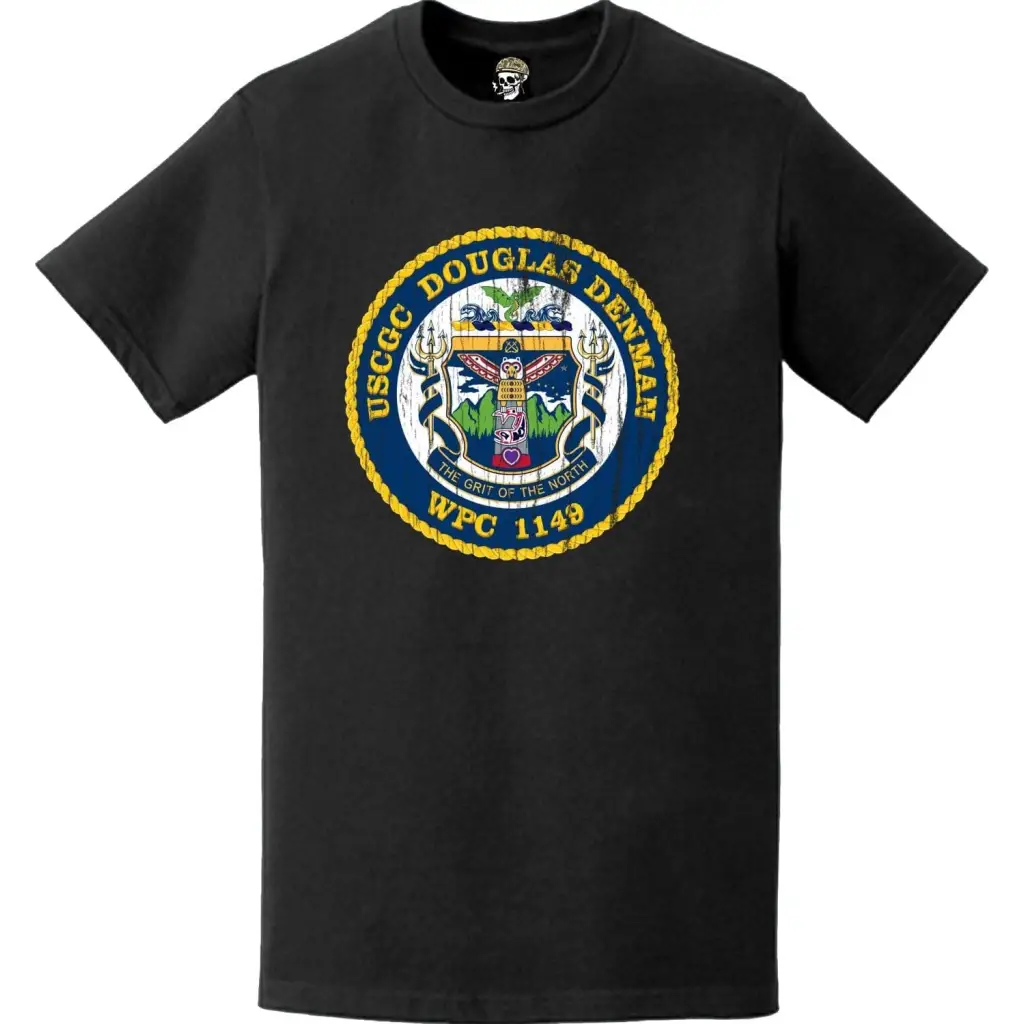 Distressed USCGC Douglas Denman (WPC-1149) Ship's Crest Emblem Logo T-Shirt