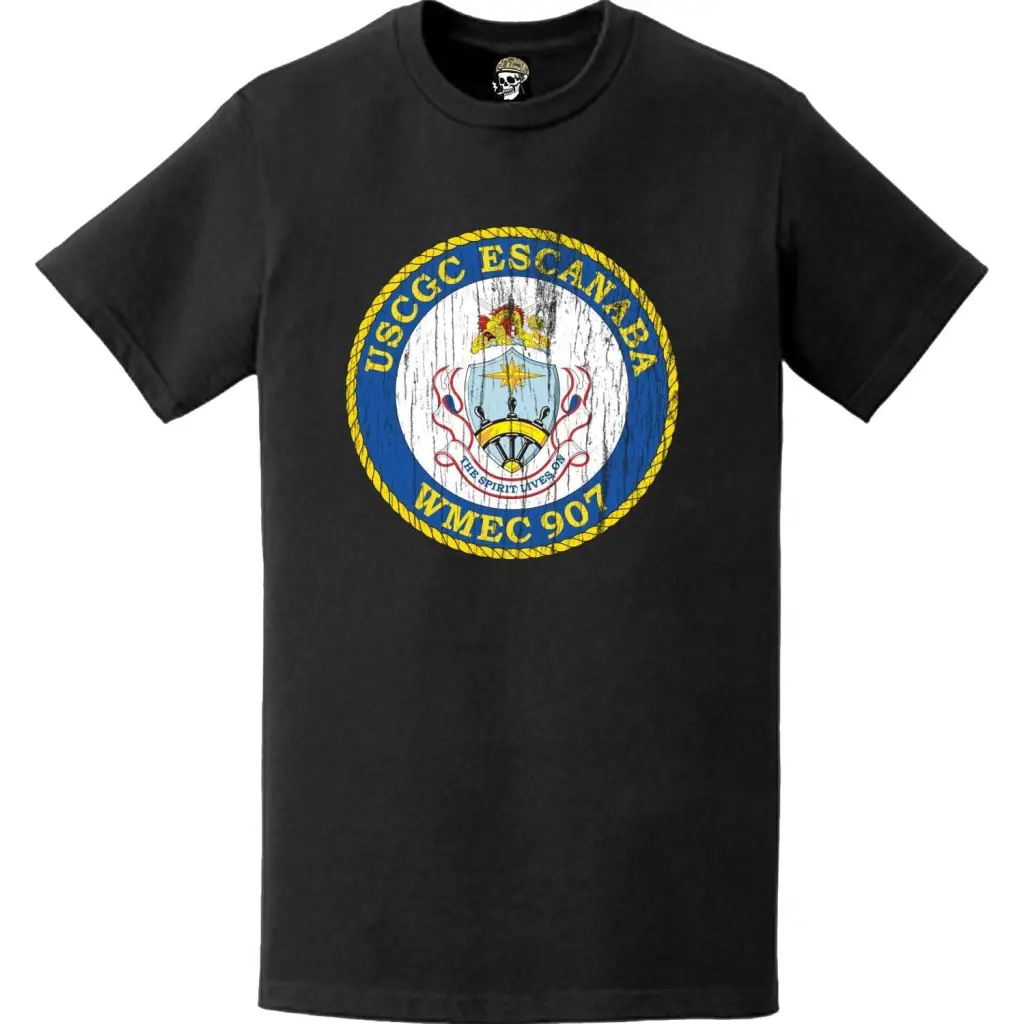 Distressed USCGC Escanaba (WMEC-907) Ship's Crest Emblem Logo T-Shirt