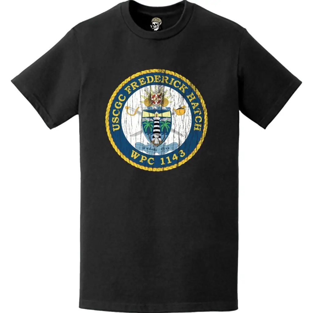 Distressed USCGC Frederick Hatch (WPC-1143) Ship's Crest Emblem Logo T-Shirt