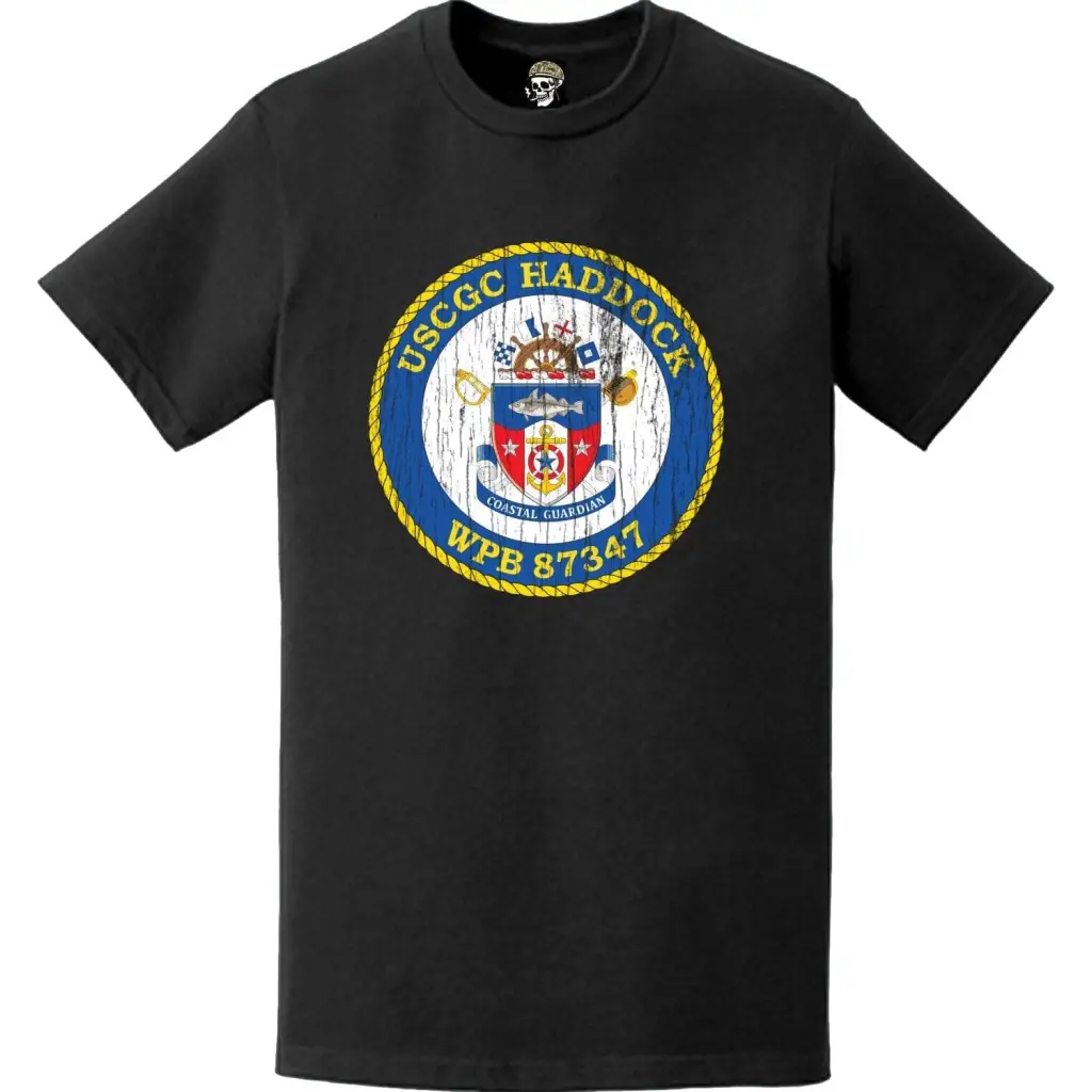 Distressed USCGC Haddock (WPB-87347) Ship's Crest Emblem Logo T-Shirt