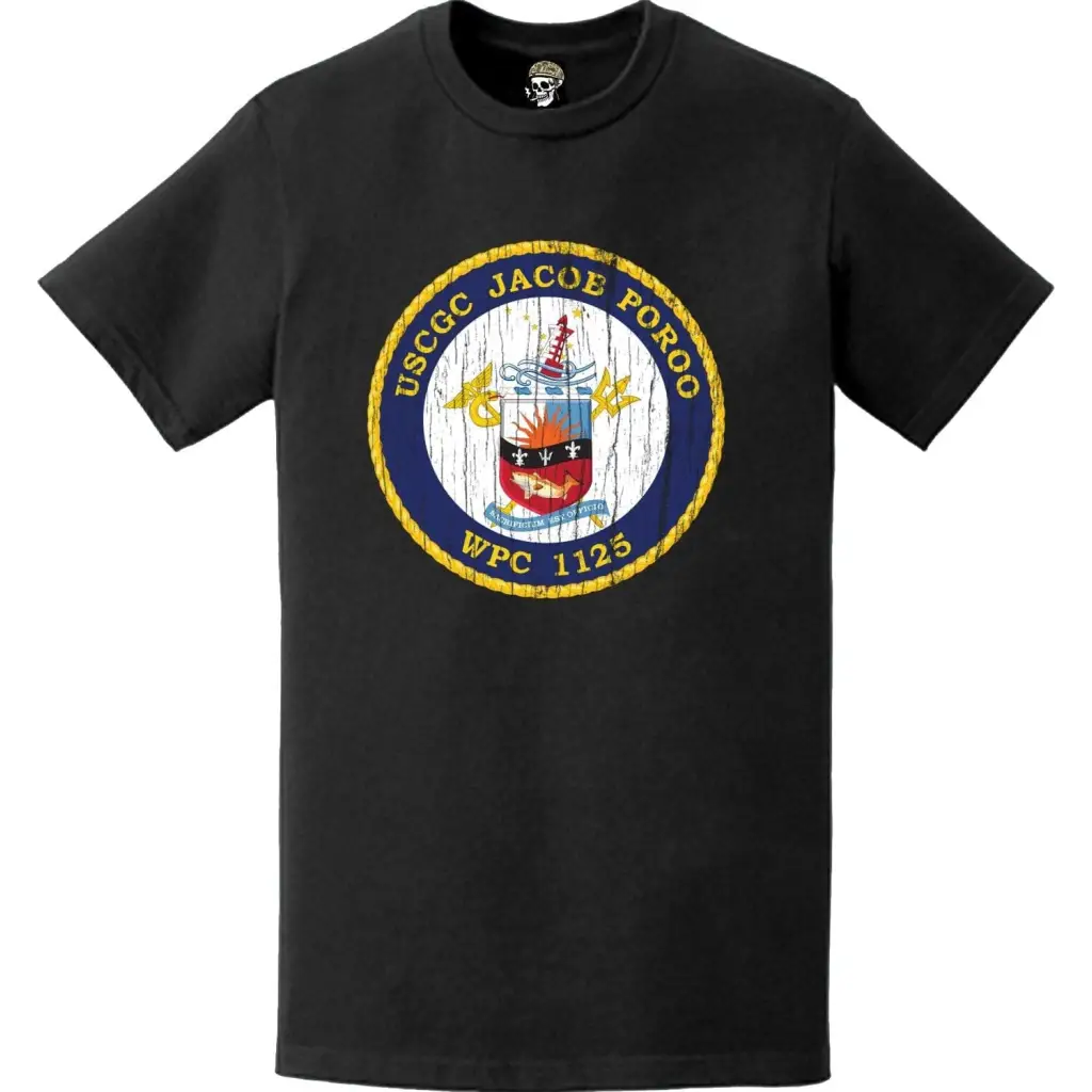Distressed USCGC Jacob Poroo (WPC-1125) Ship's Crest Emblem Logo T-Shirt