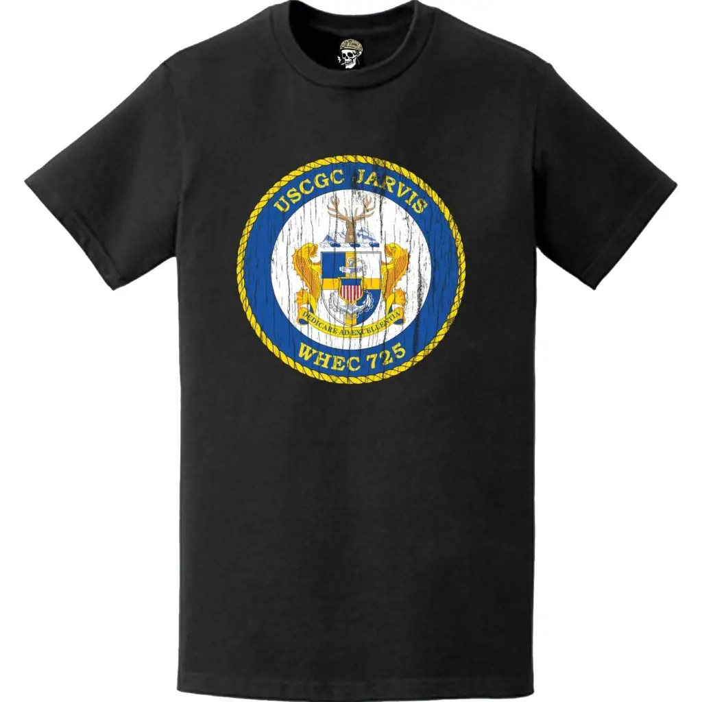 Distressed USCGC Jarvis (WHEC-725) Ship's Crest Emblem Logo T-Shirt