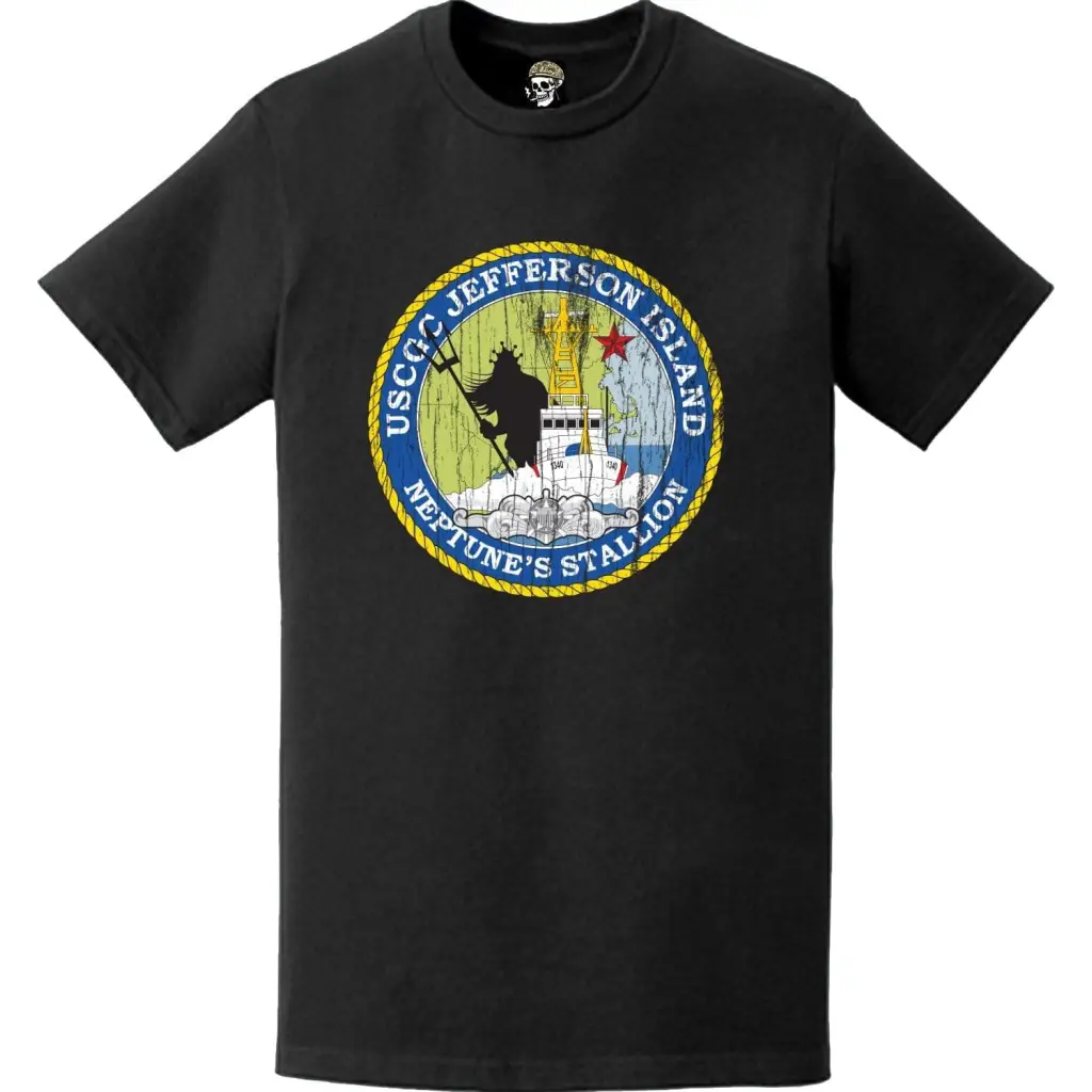Distressed USCGC Jefferson Island (WPB-1340) Ship's Crest Emblem Logo T-Shirt