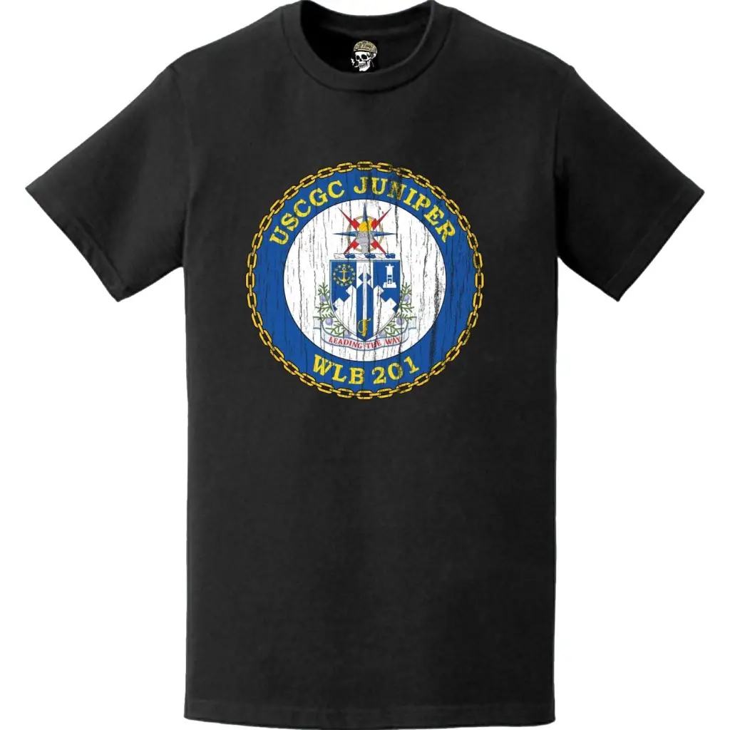 Distressed USCGC Juniper (WLB-201) Ship's Crest Emblem Logo T-Shirt