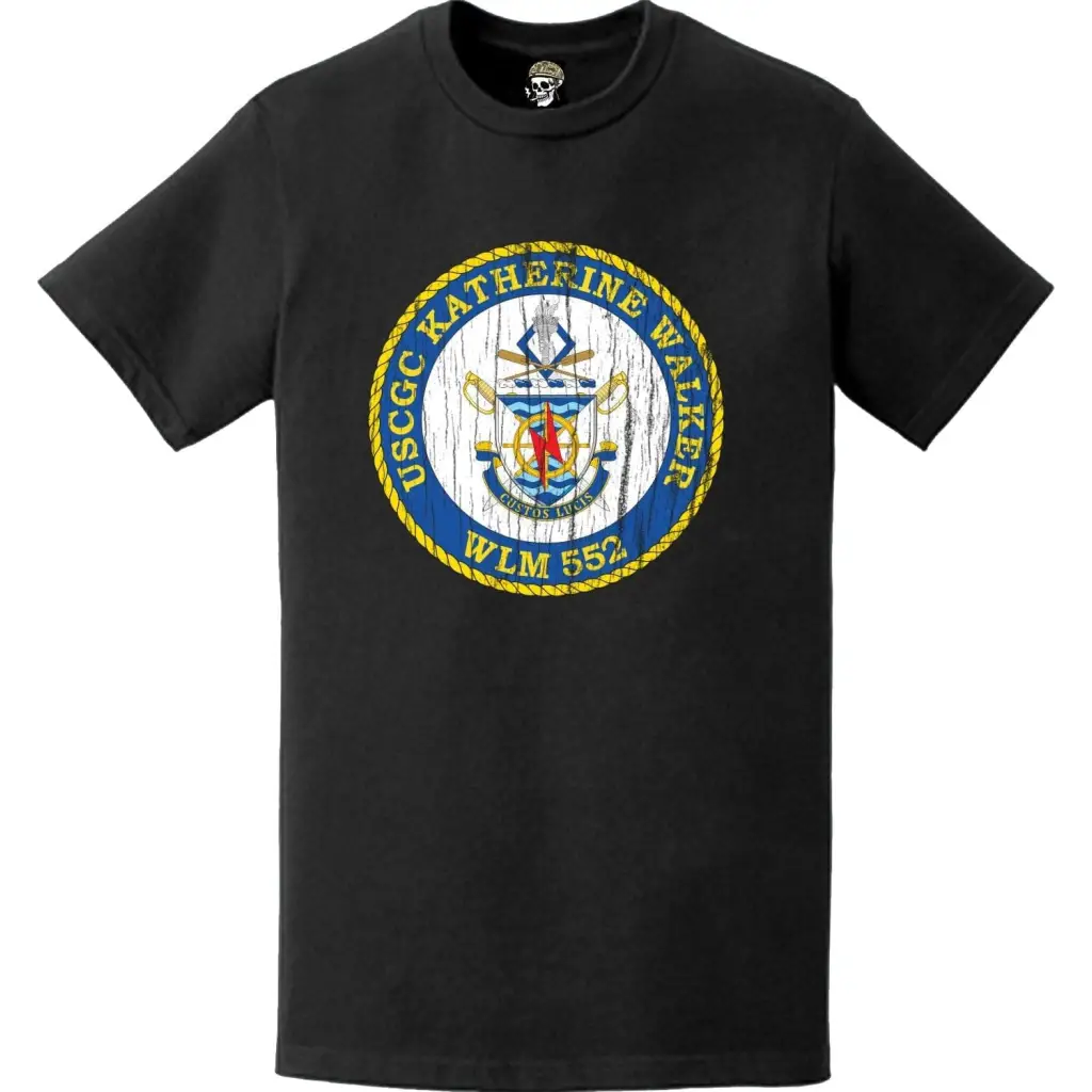 Distressed USCGC Katherine Walker (WLM-552) Ship's Crest Emblem Logo T-Shirt