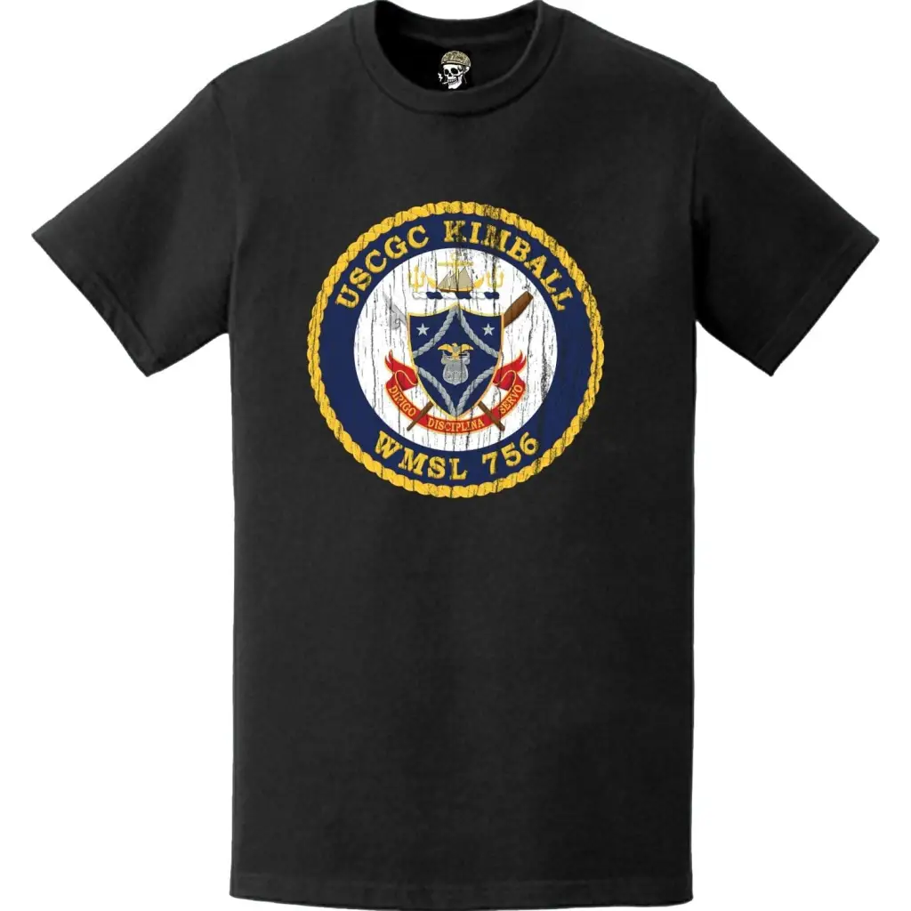 Distressed USCGC Kimball (WMSL-756) Ship's Crest Emblem Logo T-Shirt