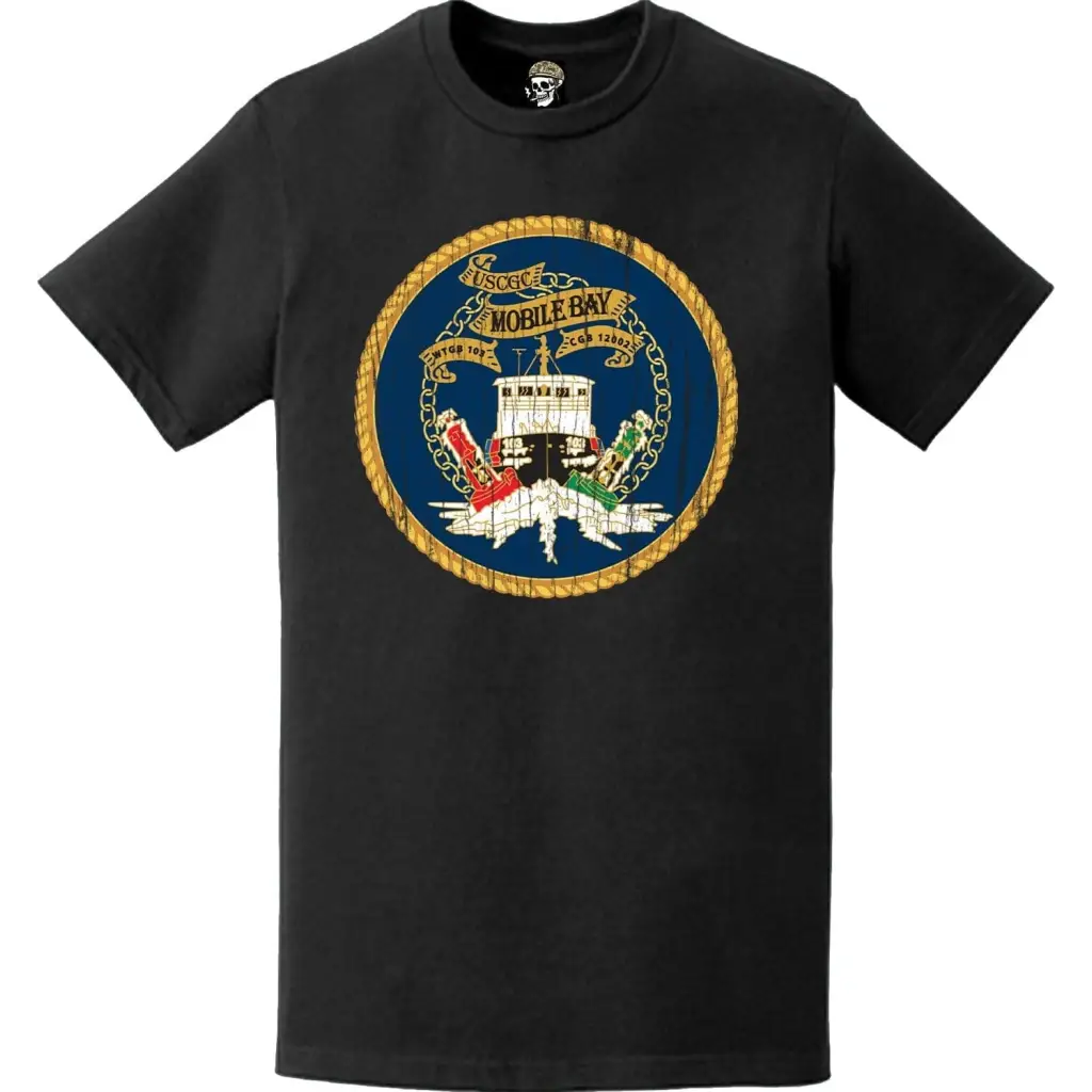 Distressed USCGC Mobile Bay (WTGB-103) Ship's Crest Emblem Logo T-Shirt