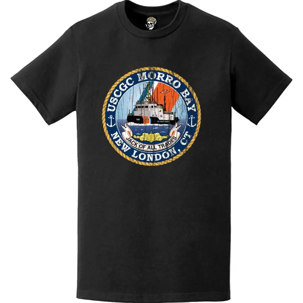 Distressed USCGC Morro Bay (WTGB-106) Ship's Crest Emblem Logo T-Shirt