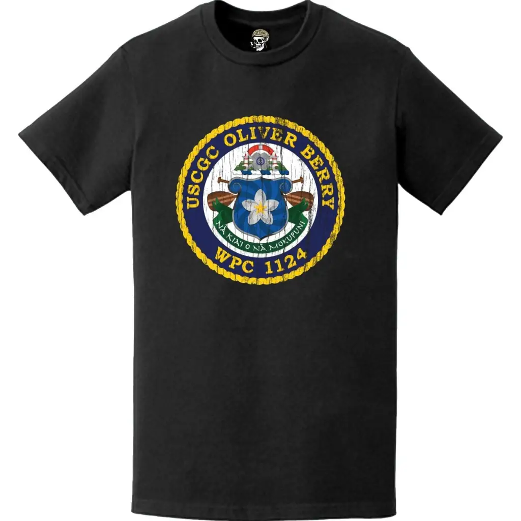 Distressed USCGC Oliver Berry (WPC-1124) Ship's Crest Emblem Logo T-Shirt