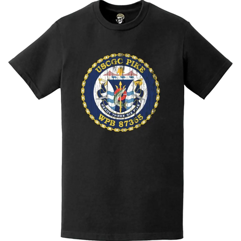 Distressed USCGC Pike (WPB-87365) Ship's Crest Emblem Logo T-Shirt