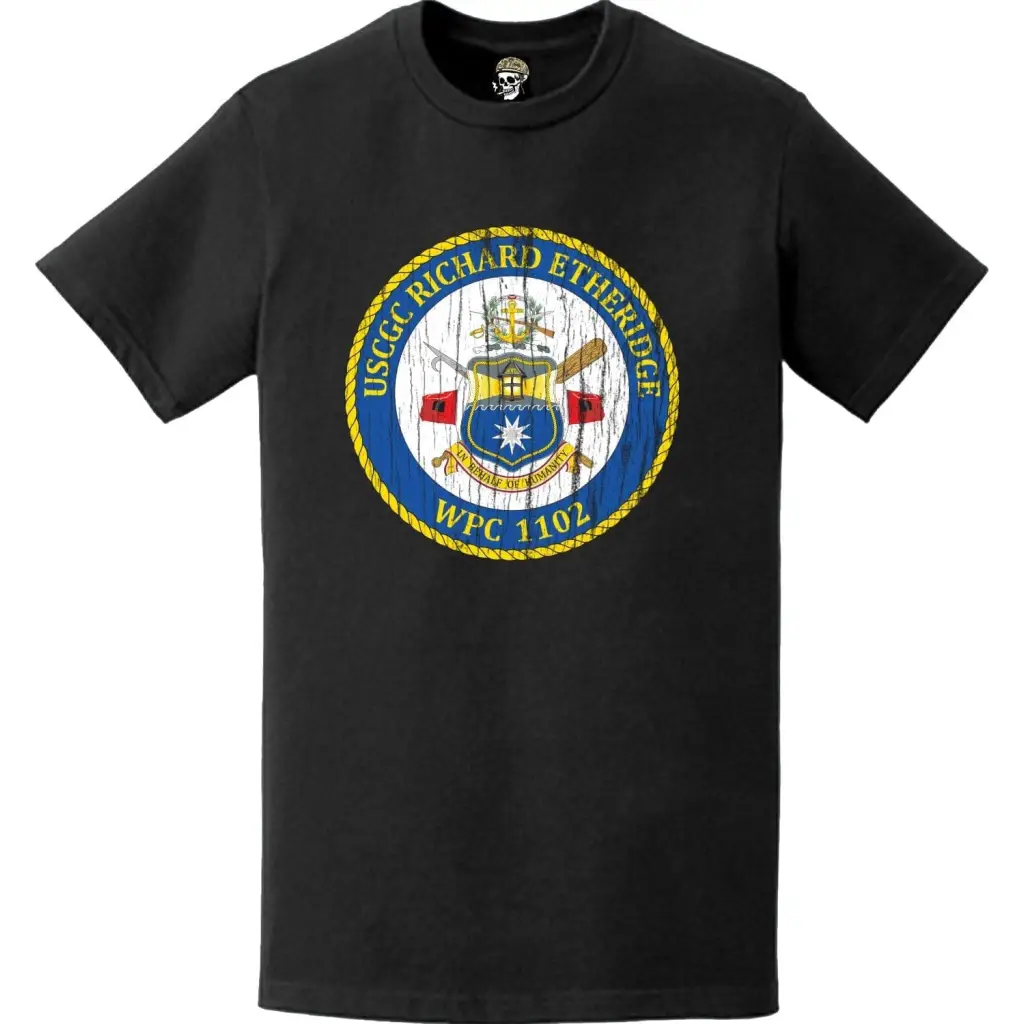 Distressed USCGC Richard Etheridge (WPC-1102) Ship's Crest Emblem Logo T-Shirt