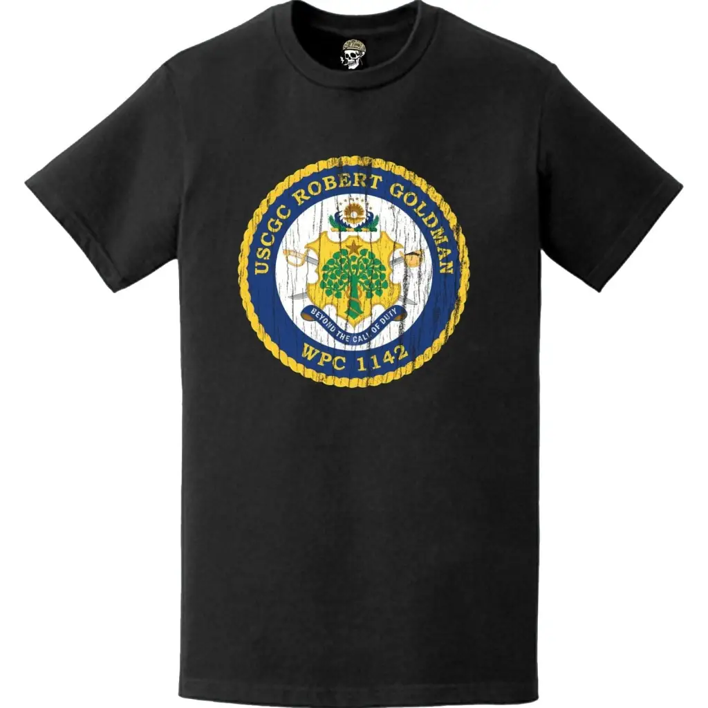 Distressed USCGC Robert Goldman (WPC-1142) Ship's Crest Emblem Logo T-Shirt