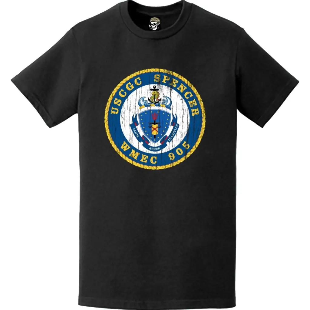 Distressed USCGC Spencer (WMEC-905) Ship's Crest Emblem Logo T-Shirt