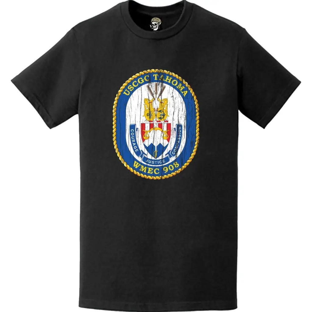 Distressed USCGC Tahoma (WMEC-908) Ship's Crest Emblem Logo T-Shirt