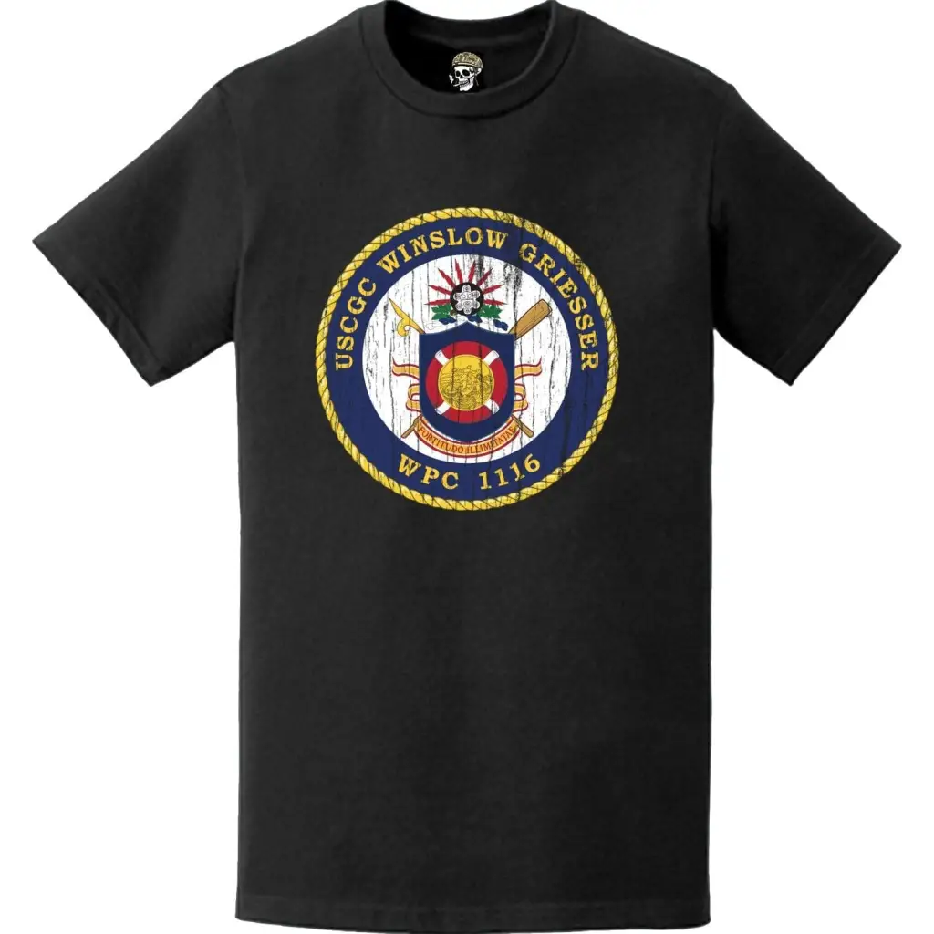 Distressed USCGC Winslow Griesser (WPC-1116) Ship's Crest Emblem Logo T-Shirt