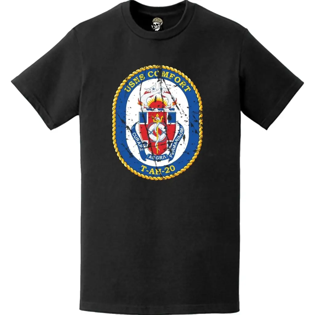 Distressed USNS Comfort (T-AH-20) Ship's Crest Emblem T-Shirt