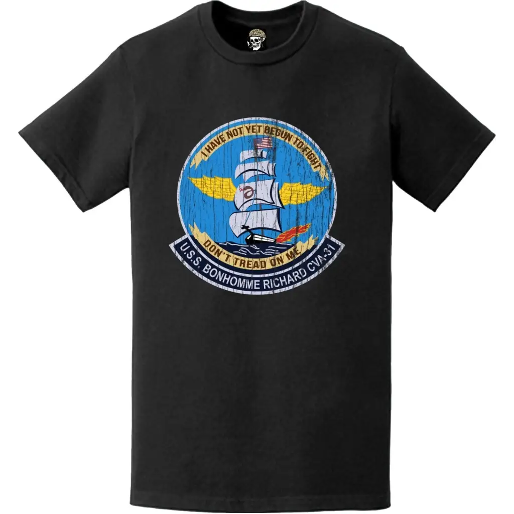 Distressed USS Bon Homme Richard (CVA-31) Logo T-Shirt