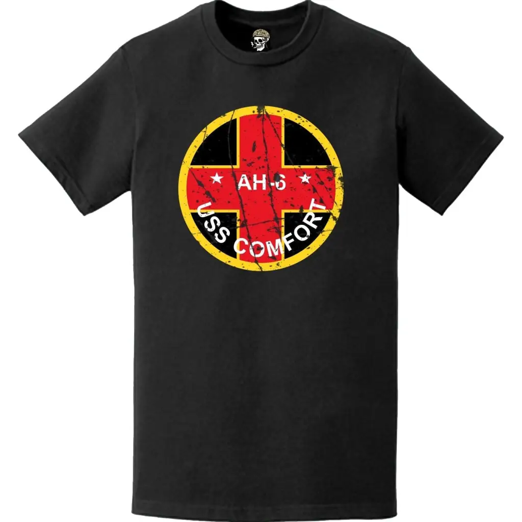Distressed USS Comfort (AH-6) Ship's Crest Emblem T-Shirt