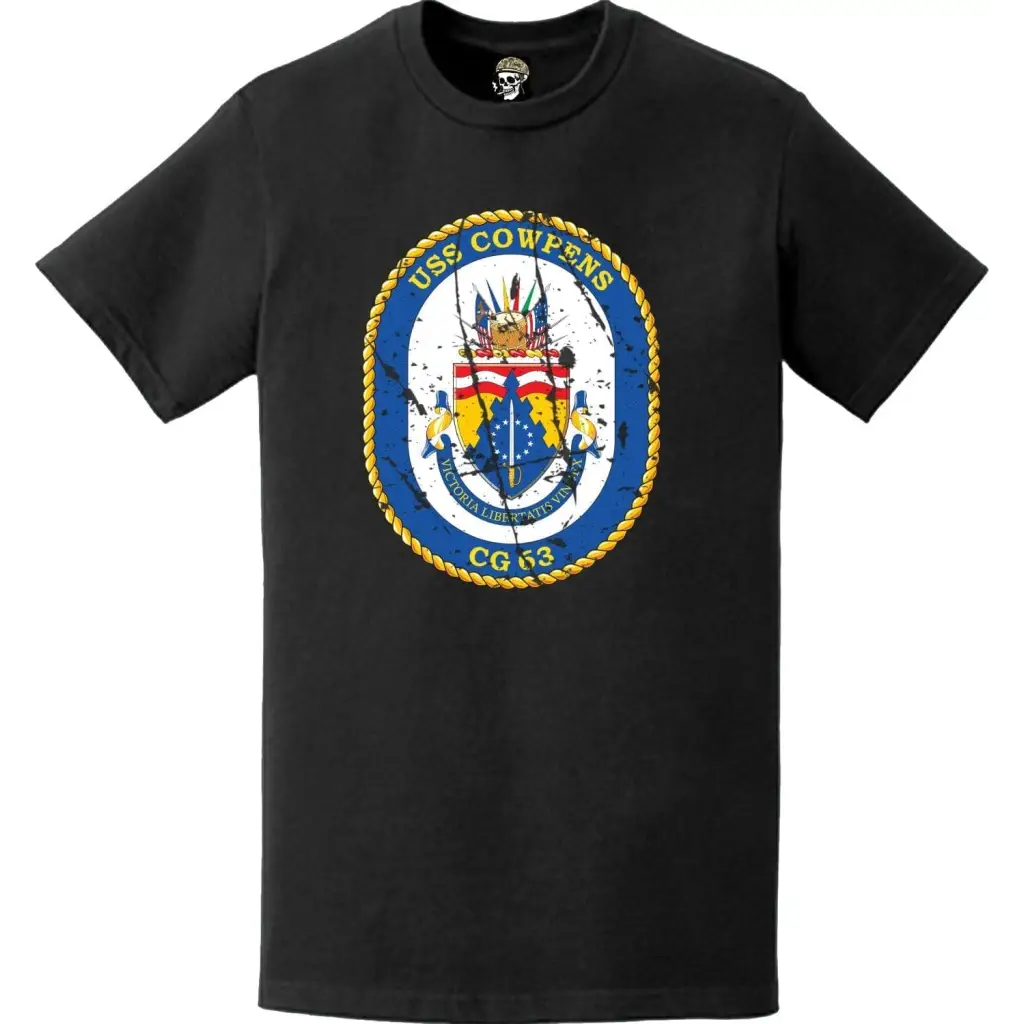 Distressed USS Cowpens (CG-63) Ship's Crest Logo T-Shirt