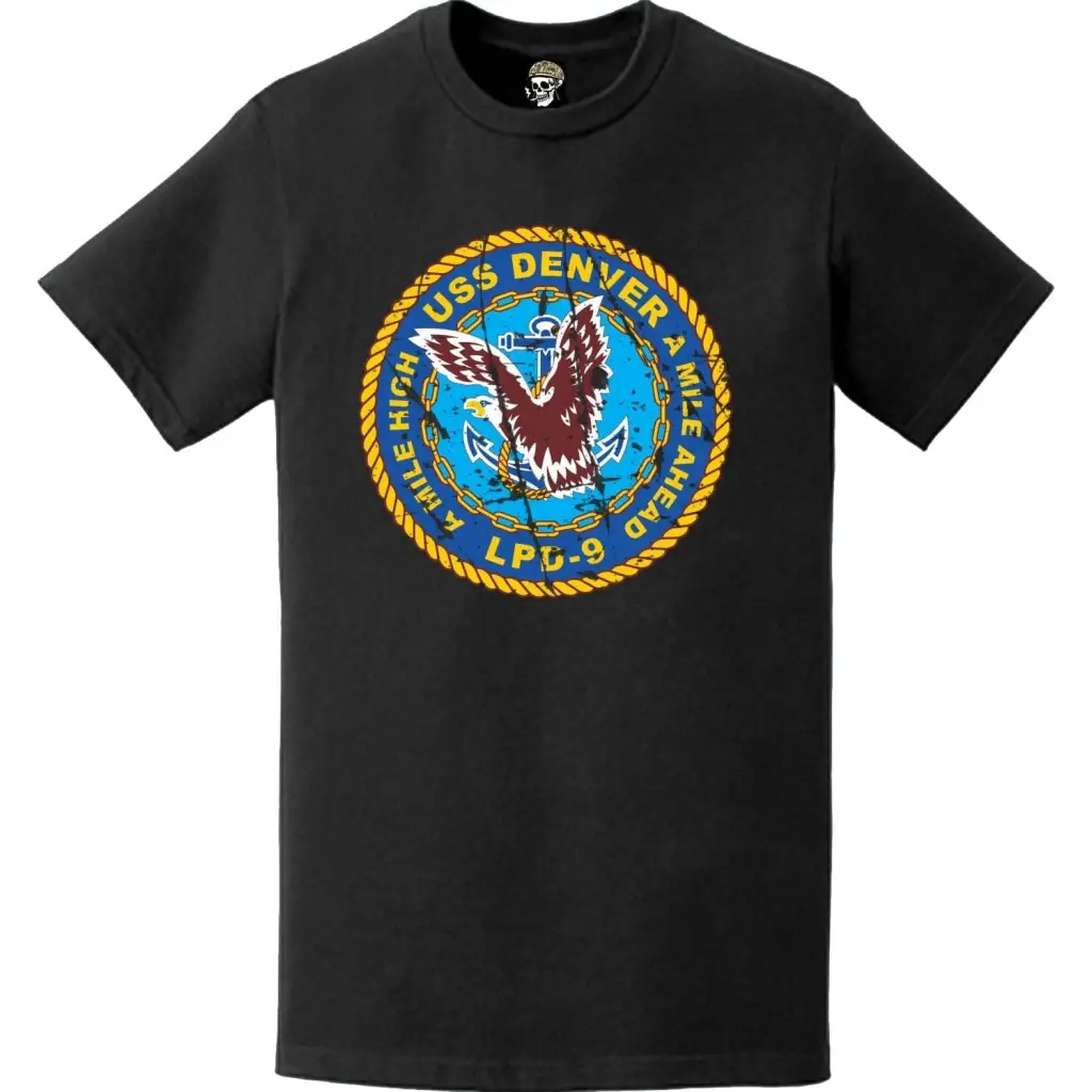 Distressed USS Denver (LPD-9) Ship's Crest Emblem T-Shirt