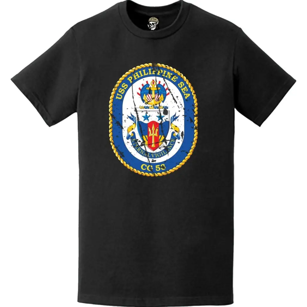 Distressed USS Philippine Sea (CG-58) Ship's Crest Logo T-Shirt
