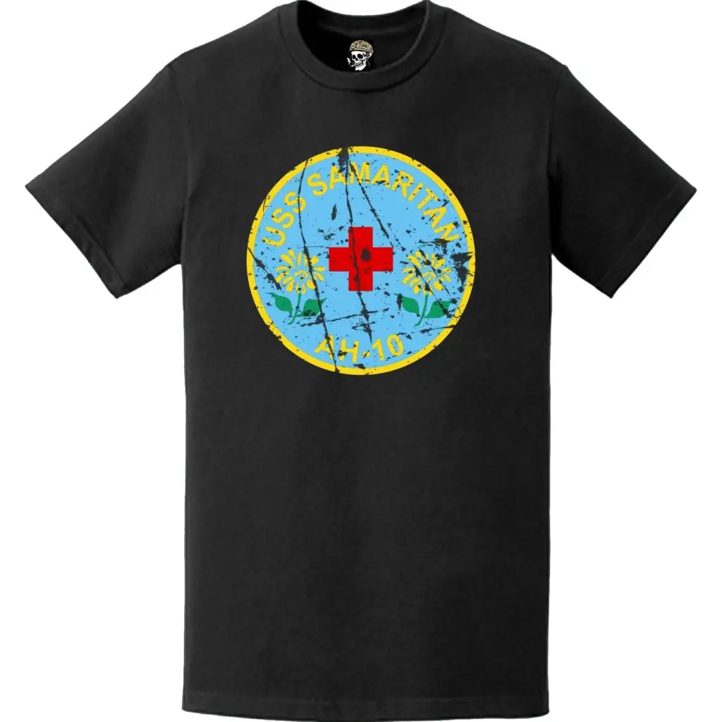 Distressed USS Samaritan (AH-10) Ship's Crest Emblem T-Shirt